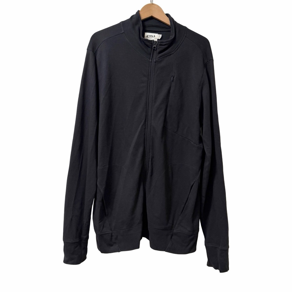 Pact Mens Organic Cotton Stretch French Terry Track Jacket Size L Black Neutral